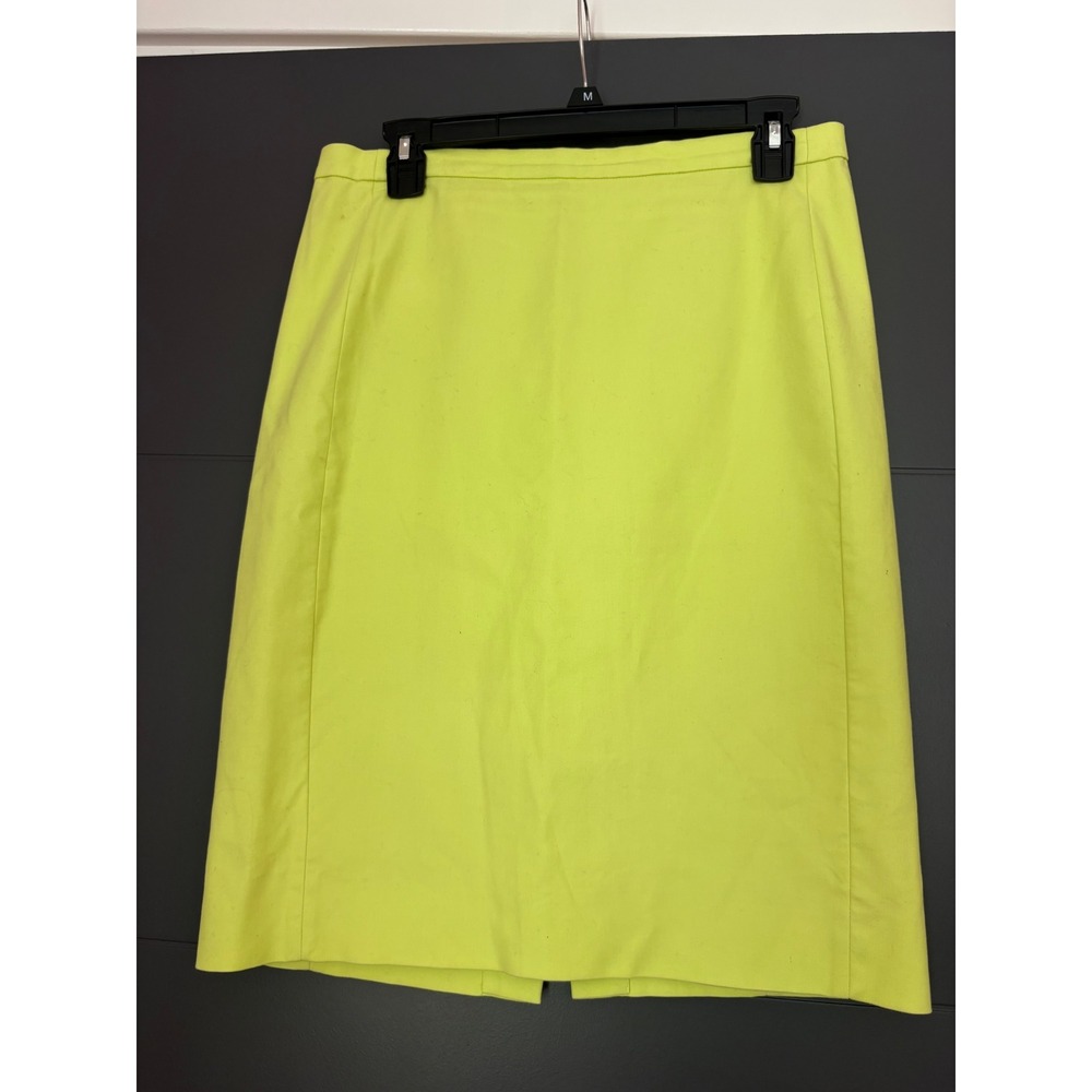 J.Crew Neon Lime Green Cotton Twill Pencil Skirt Size 4 A2080 SP14